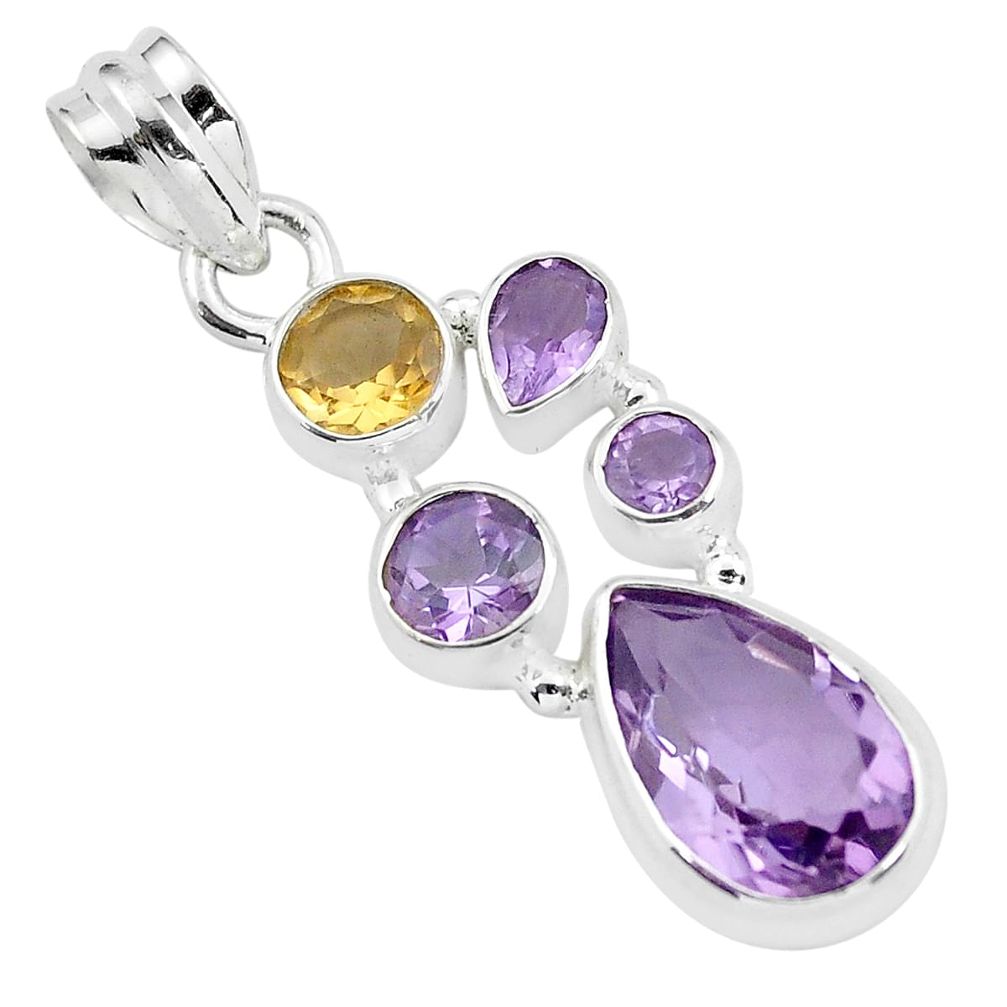 8.44cts natural pink amethyst citrine 925 sterling silver pendant jewelry p59285