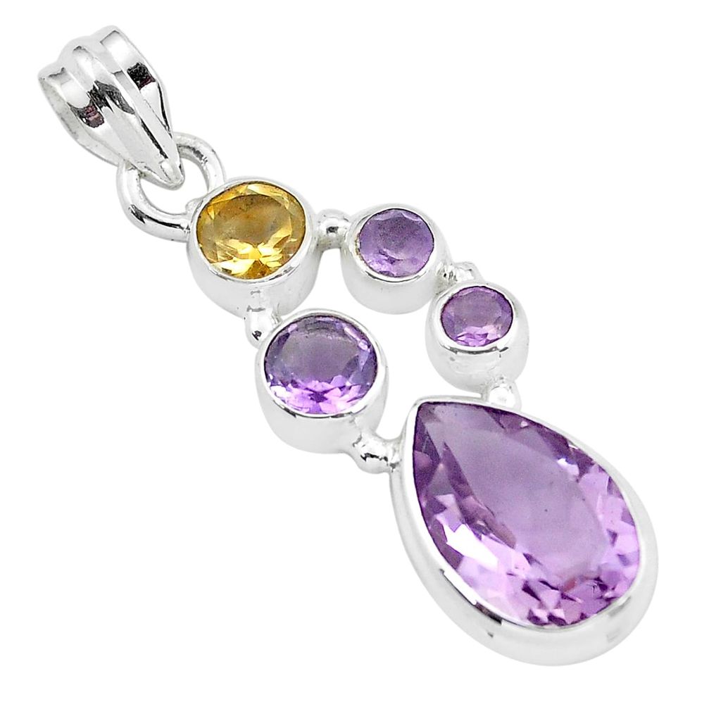8.81cts natural pink amethyst citrine 925 sterling silver pendant jewelry p59290