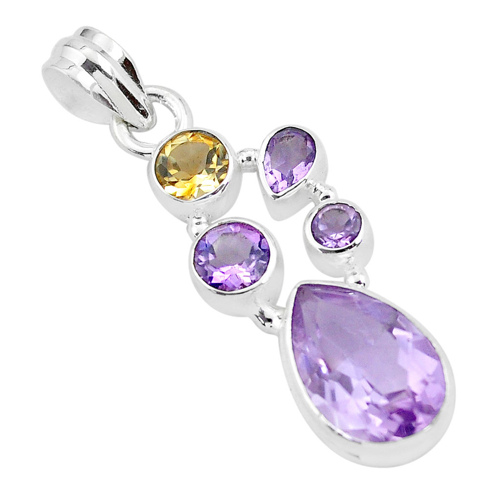 8.70cts natural pink amethyst citrine 925 sterling silver pendant jewelry p59292