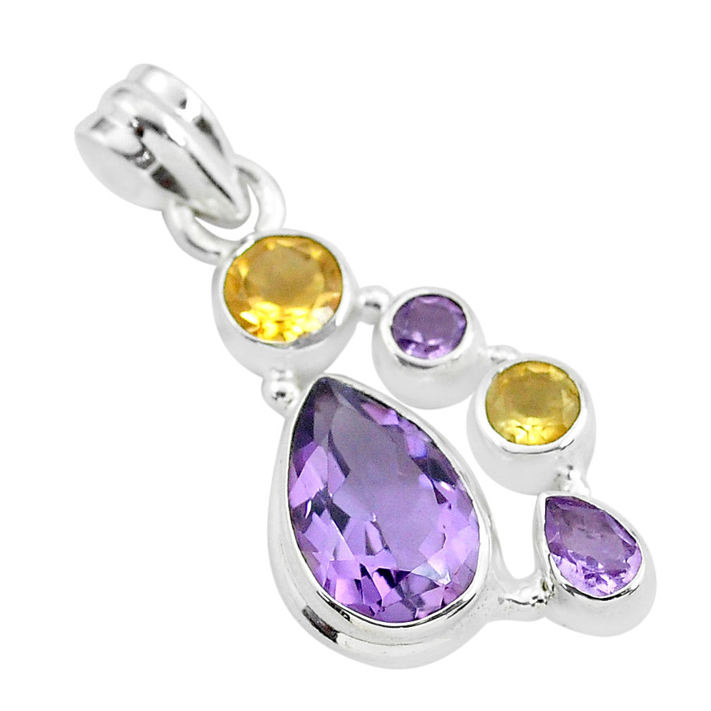 8.22cts natural pink amethyst citrine 925 sterling silver pendant jewelry p59294