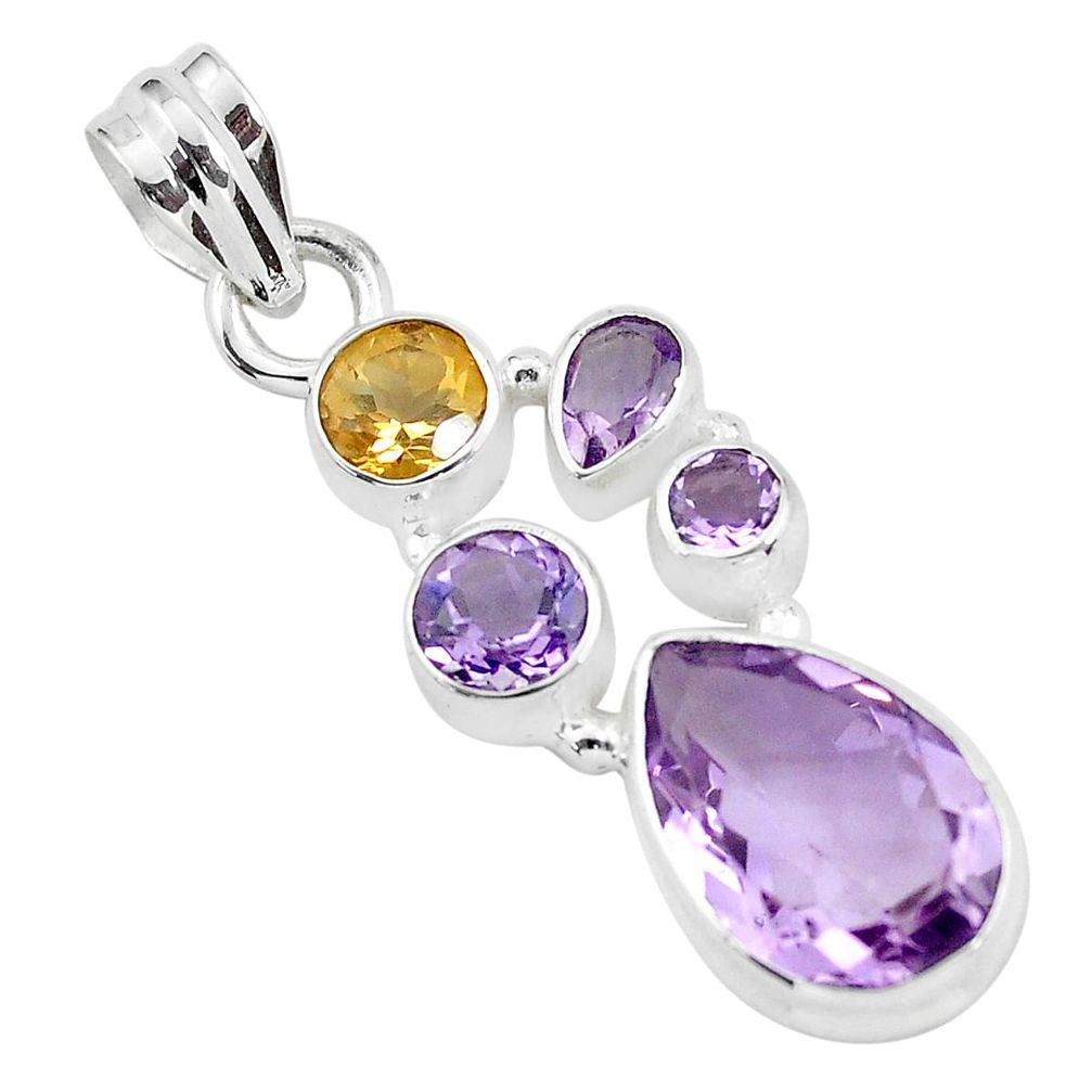 9.07cts natural pink amethyst citrine 925 sterling silver pendant jewelry p59297