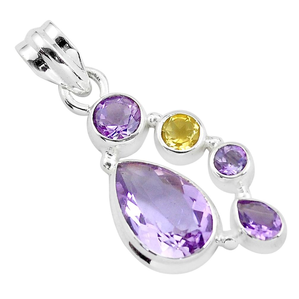 8.70cts natural pink amethyst citrine 925 sterling silver pendant jewelry p59299