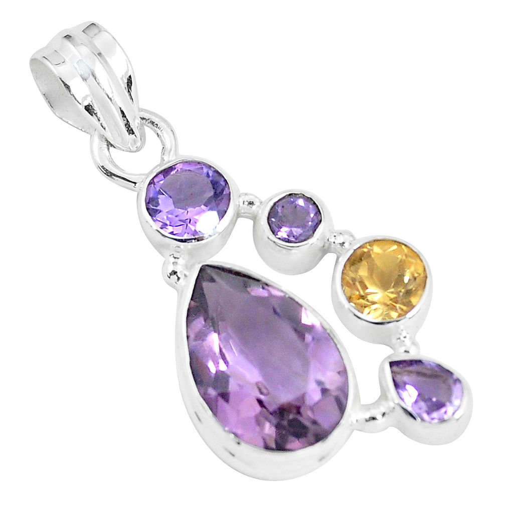 8.42cts natural pink amethyst citrine 925 sterling silver pendant jewelry p59313