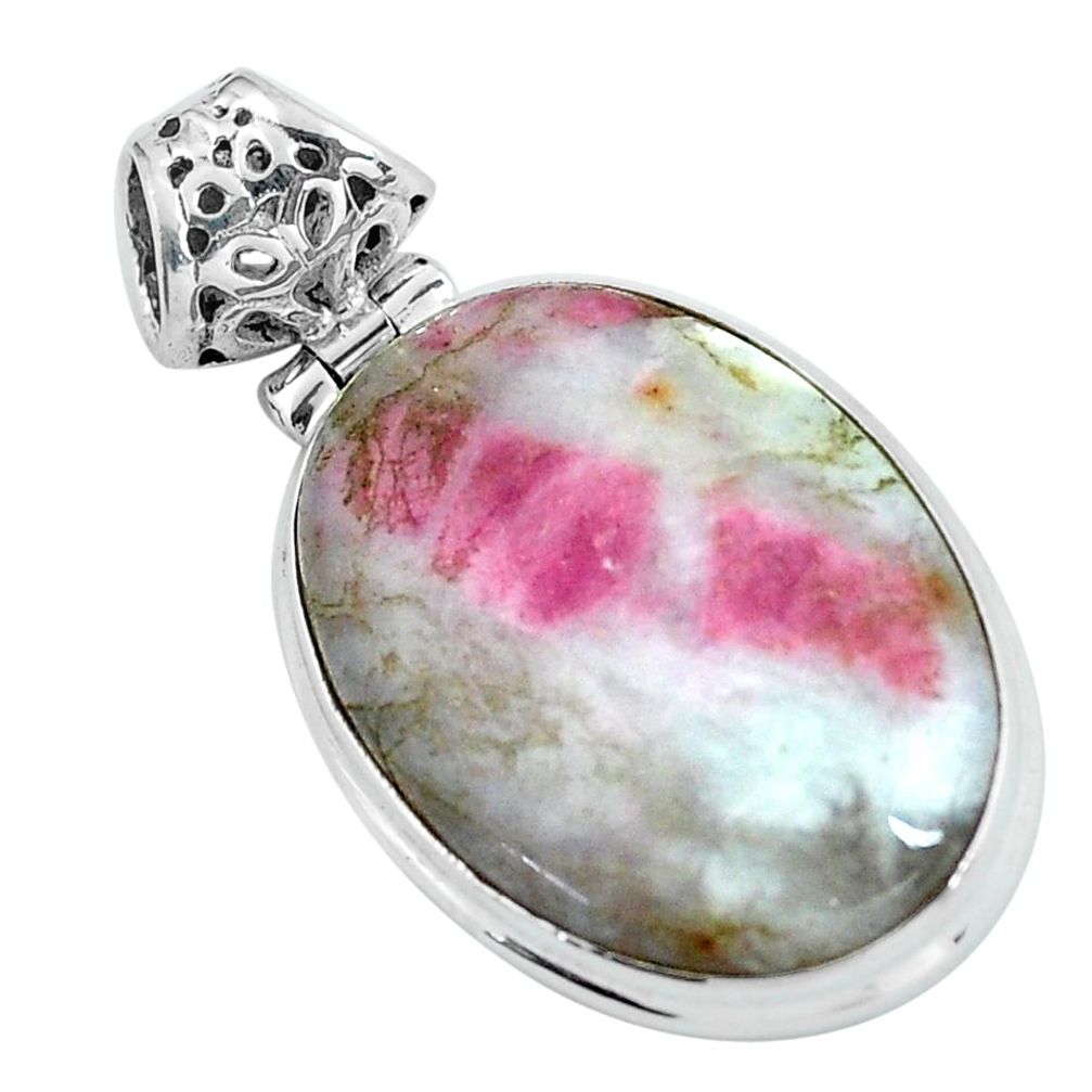 19.72cts natural pink bio tourmaline 925 sterling silver pendant jewelry d31703