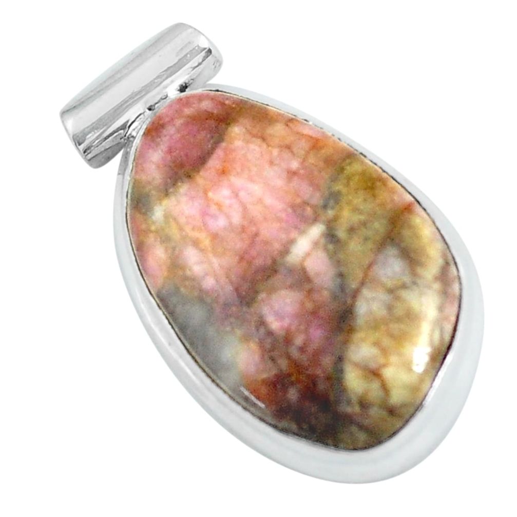 13.62cts natural pink bio tourmaline 925 sterling silver pendant jewelry d31708