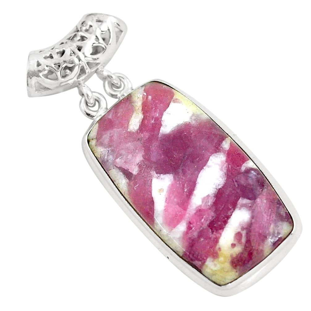 26.70cts natural pink bio tourmaline 925 sterling silver pendant jewelry d31721