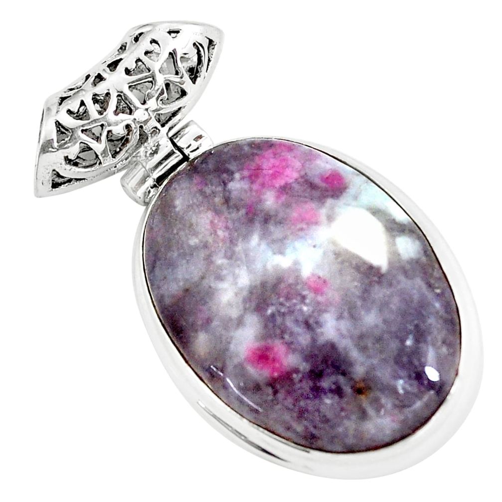 20.07cts natural pink bio tourmaline 925 sterling silver pendant jewelry d31751