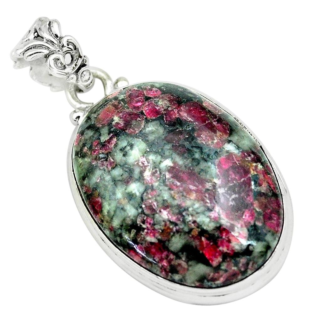 25.00cts natural pink eudialyte 925 sterling silver pendant jewelry p66165