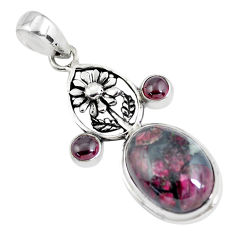 15.26cts natural pink eudialyte garnet 925 sterling silver flower pendant p56846
