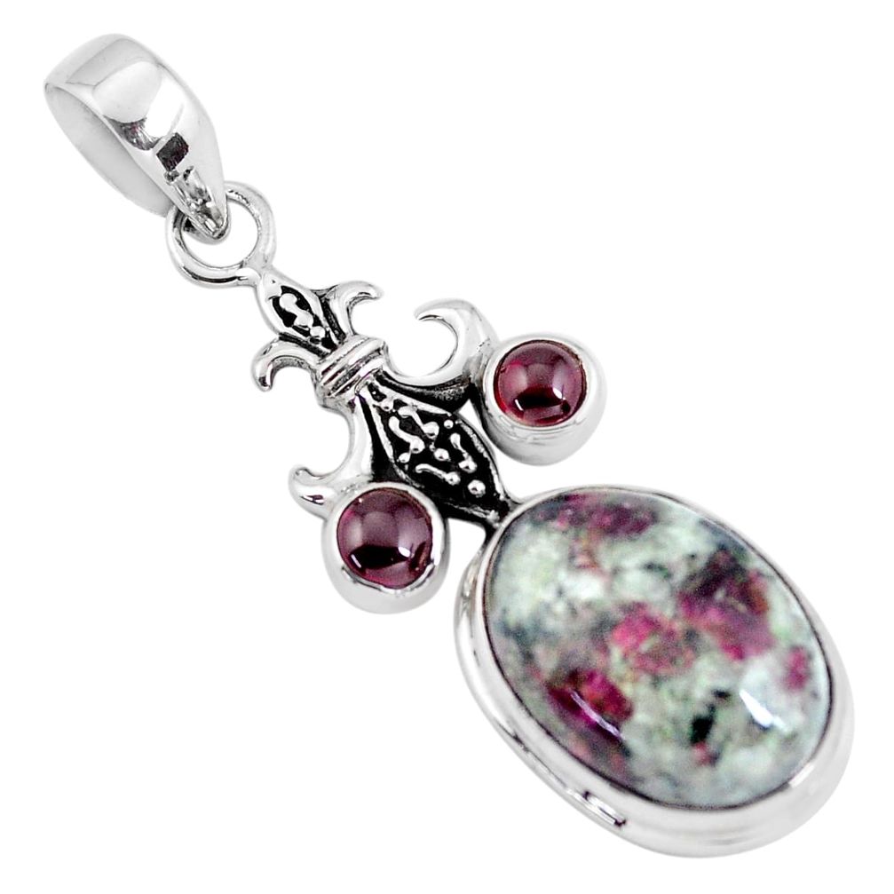 13.34cts natural pink eudialyte garnet 925 sterling silver pendant p56860