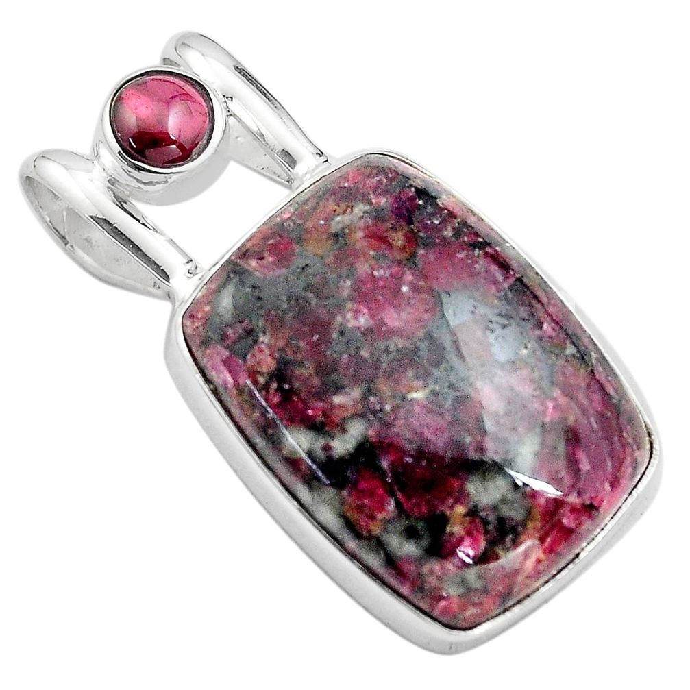 22.22cts natural pink eudialyte red garnet 925 sterling silver pendant p85037