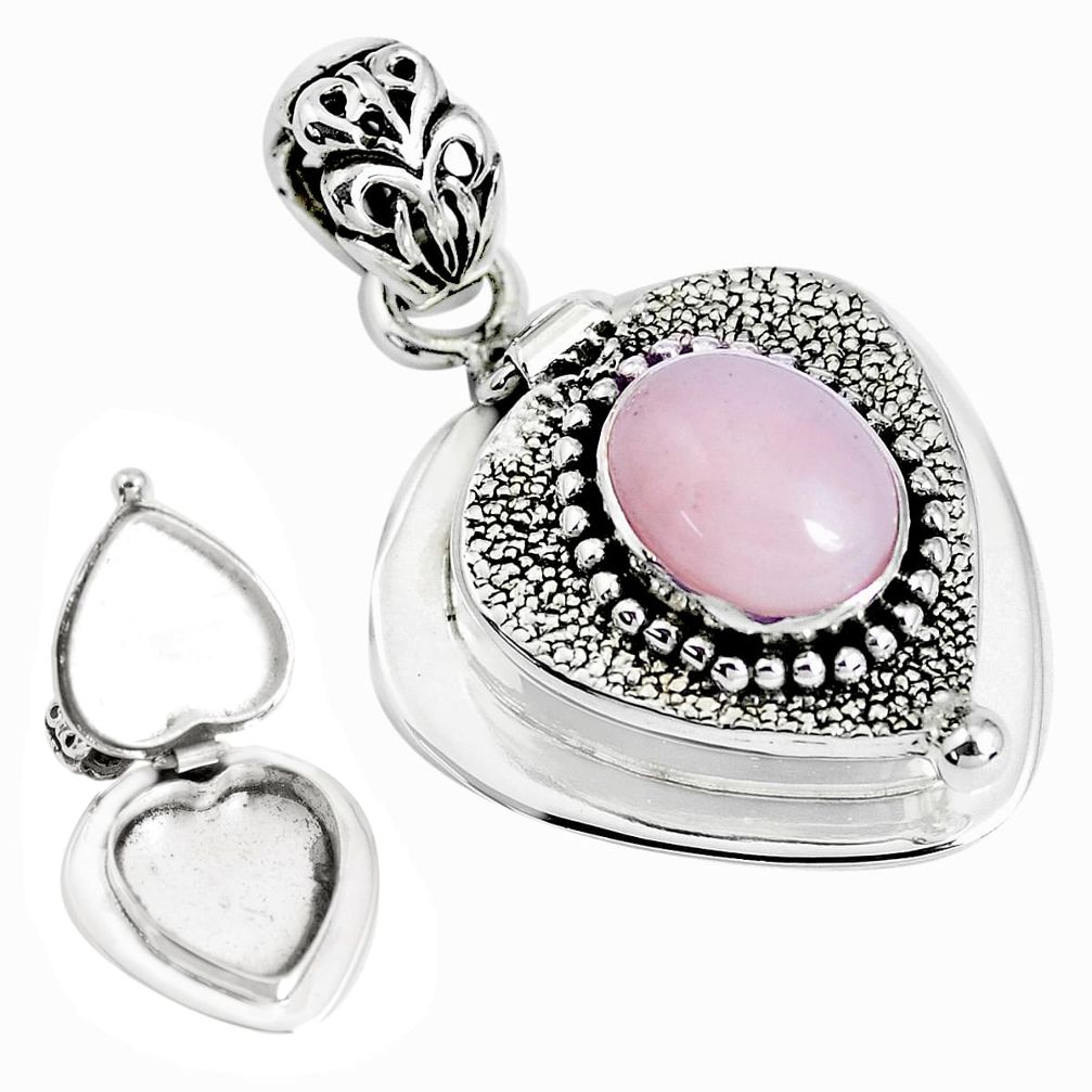 4.24cts natural pink opal 925 sterling silver poison box pendant jewelry p44982