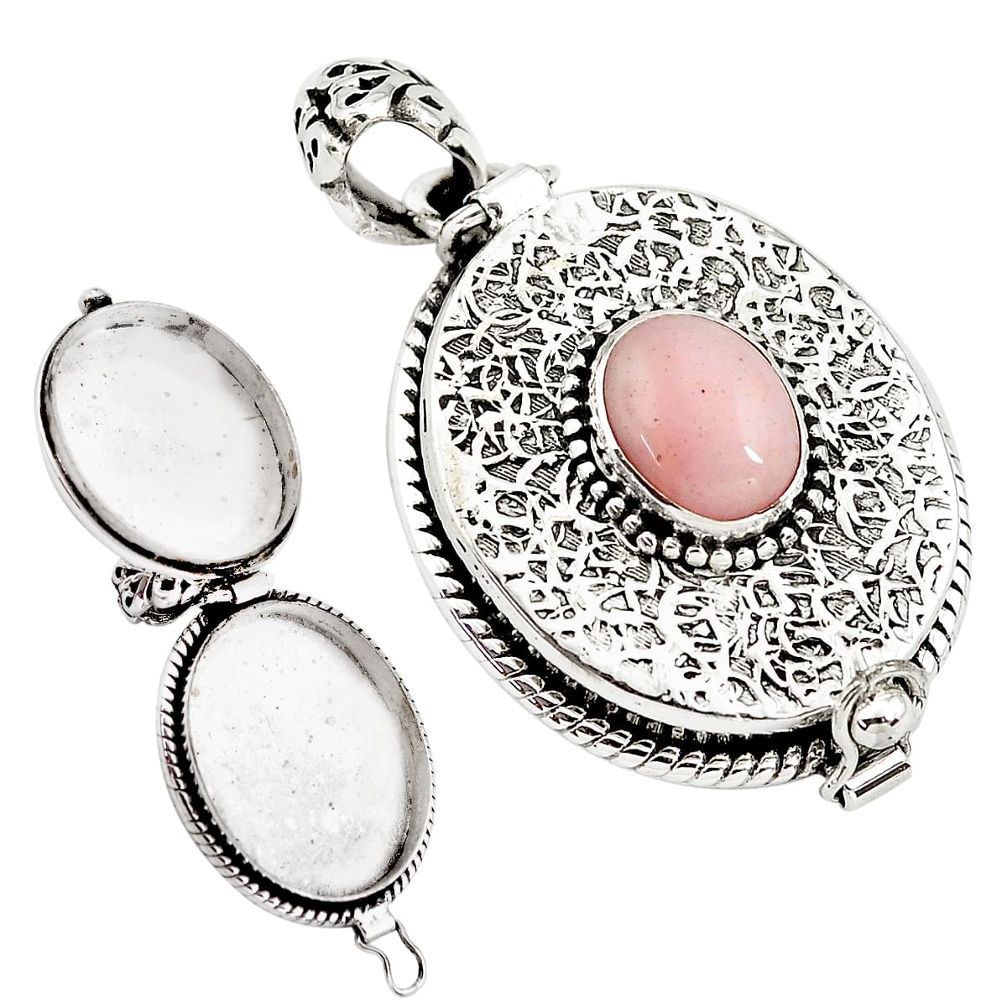 4.41cts natural pink opal 925 sterling silver poison box pendant jewelry p79868