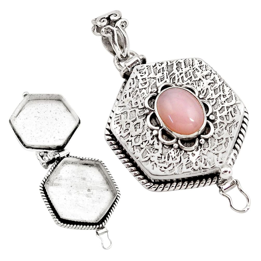 3.86cts natural pink opal 925 sterling silver poison box pendant jewelry p79937