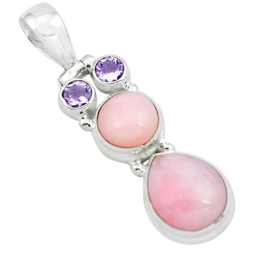 7.89cts natural pink opal amethyst 925 sterling silver pendant jewelry p67408