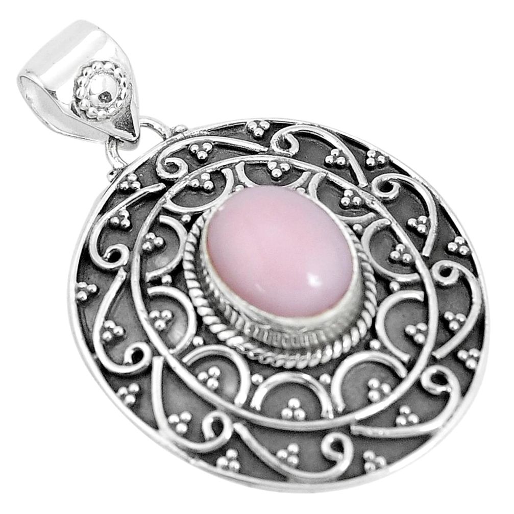 4.02cts natural pink opal oval 925 sterling silver pendant jewelry p33527