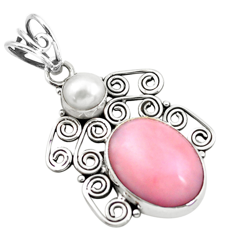 11.23cts natural pink opal pearl 925 sterling silver pendant jewelry p58871