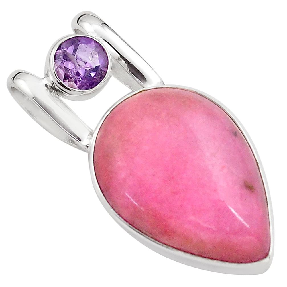 16.20cts natural pink petalite amethyst 925 sterling silver pendant p85232