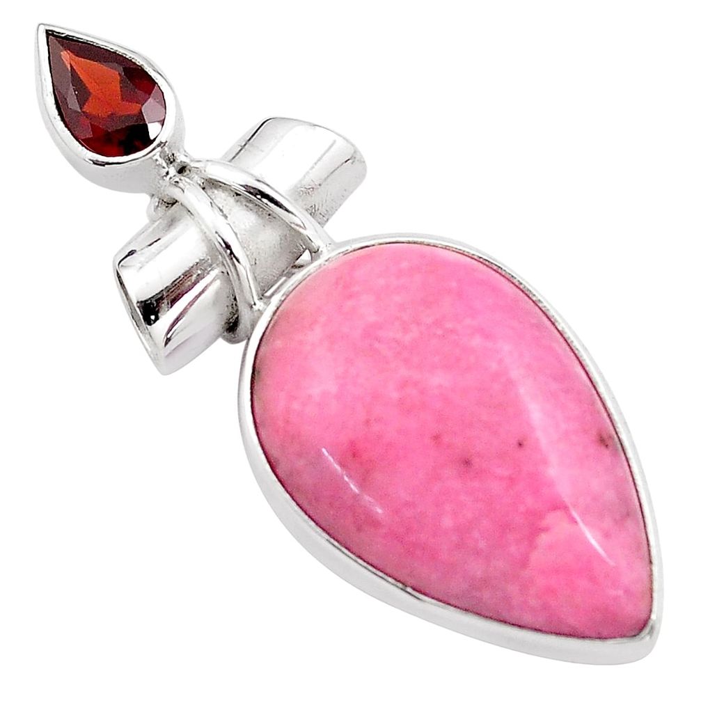 17.57cts natural pink petalite garnet 925 sterling silver pendant jewelry p85233