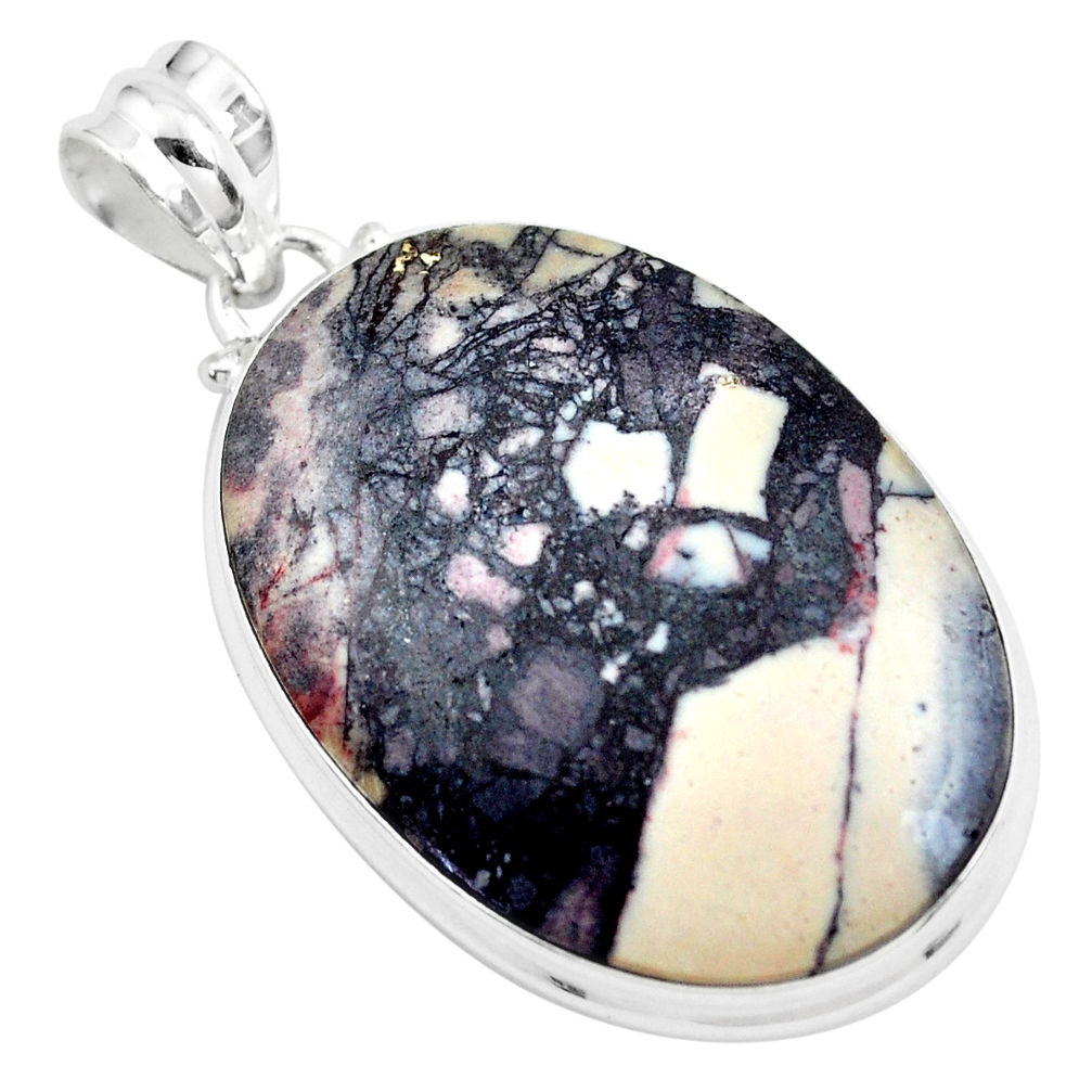 27.08cts natural pink porcelain jasper (sci fi) 925 silver pendant p41152