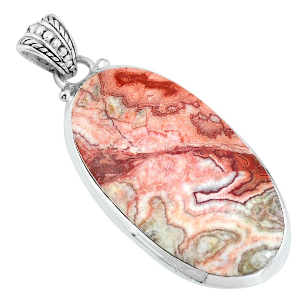 22.30cts natural pink rosetta stone jasper 925 sterling silver pendant d31702