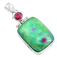 28.30cts natural pink ruby in fuchsite ruby 925 sterling silver pendant d31827