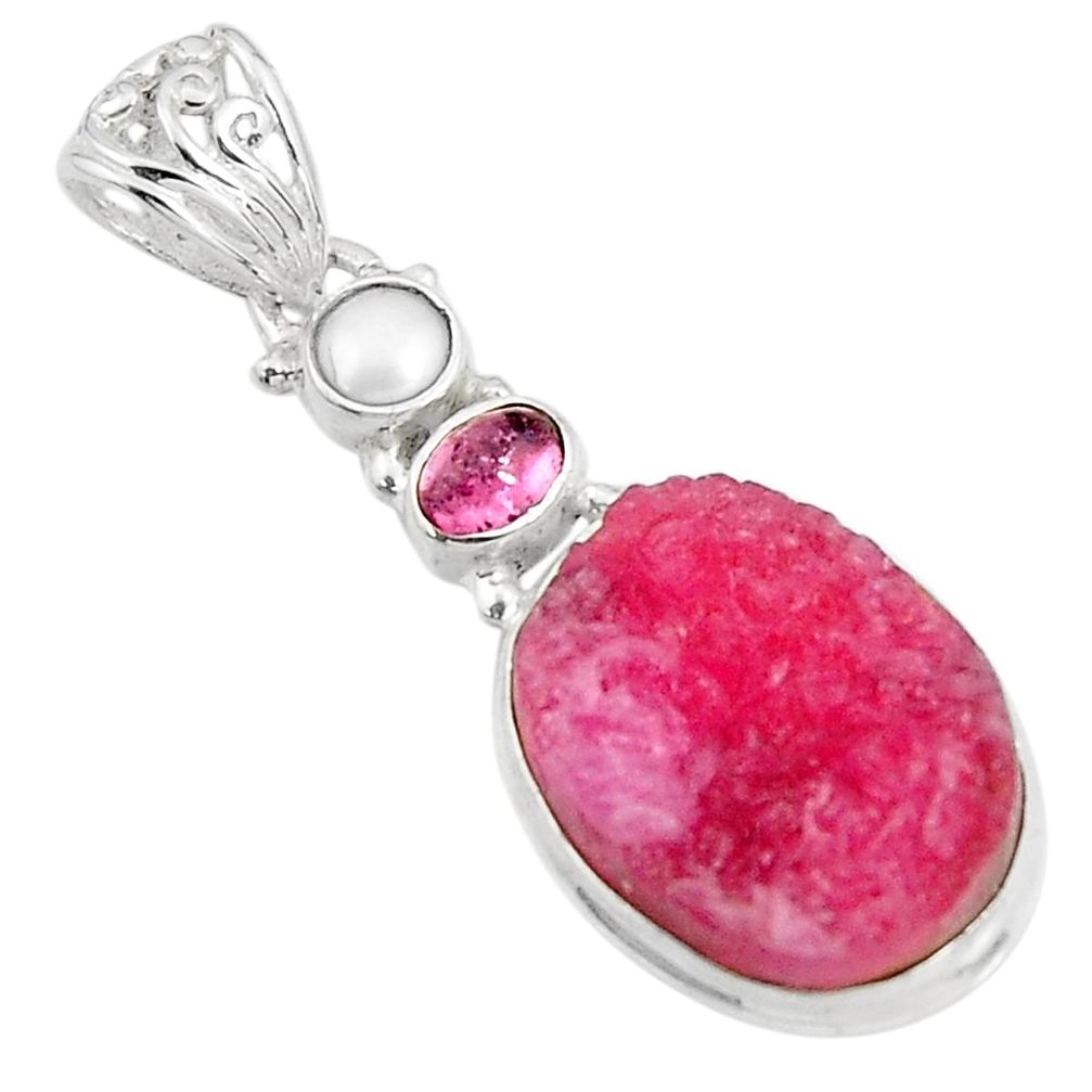 18.15cts natural pink ruby rough tourmaline 925 sterling silver pendant p92836