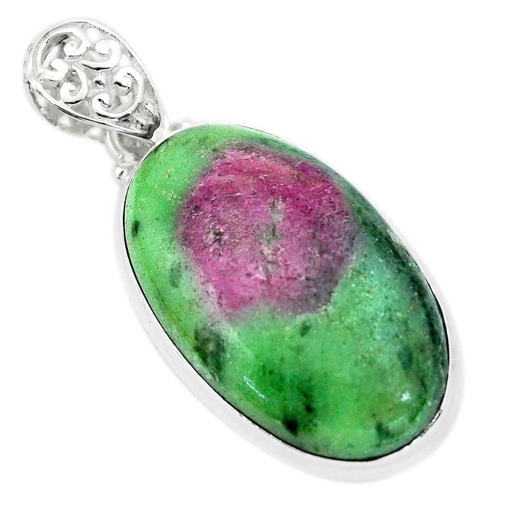 36.09cts natural pink ruby zoisite 925 sterling silver pendant jewelry p66191