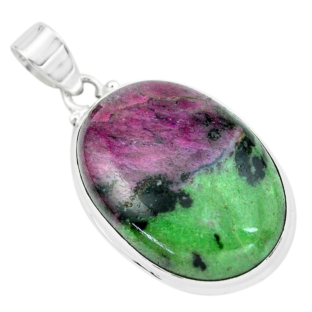 33.29cts natural pink ruby zoisite 925 sterling silver pendant jewelry p66198