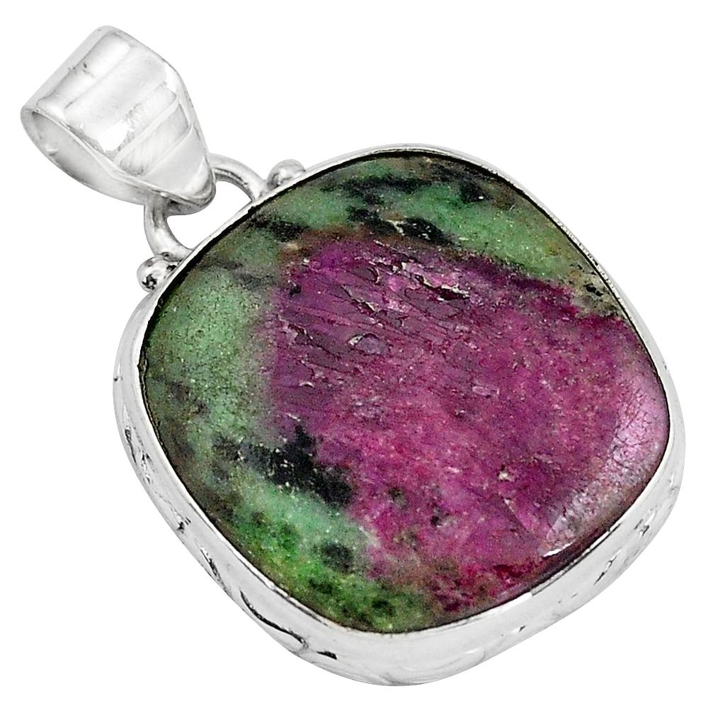 19.72cts natural pink ruby zoisite 925 sterling silver pendant jewelry p85483