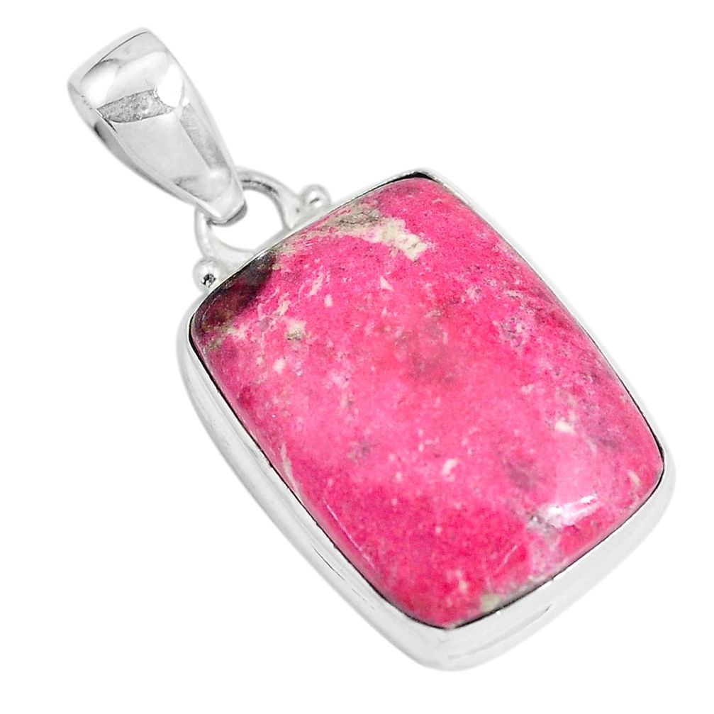 20.51cts natural pink thulite (unionite, pink zoisite) 925 silver pendant p46193