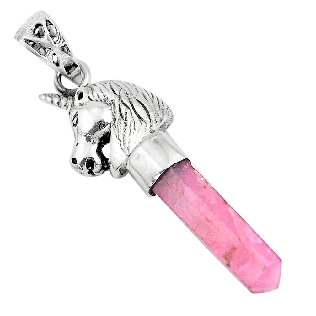 10.02cts natural pink tourmaline 925 sterling silver horse pendant d31251