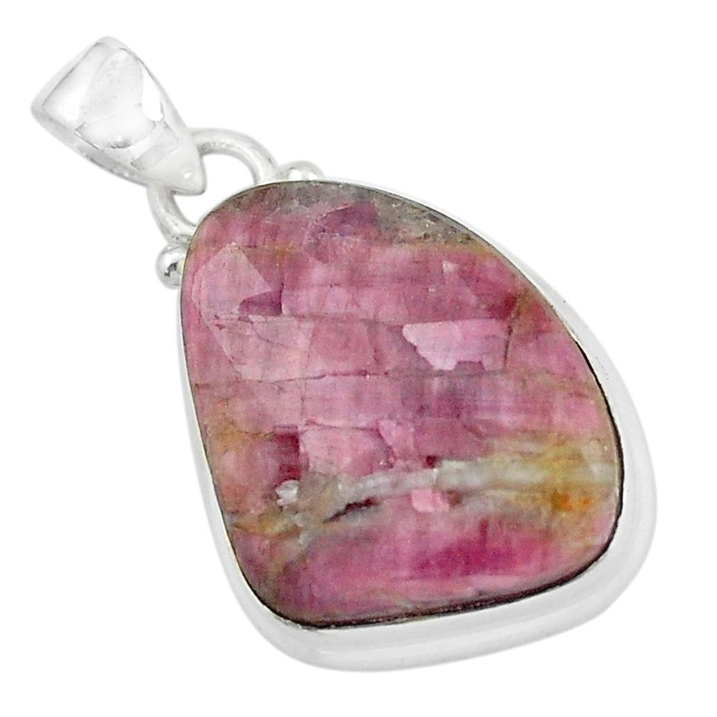 18.70cts natural pink tourmaline 925 sterling silver pendant jewelry p59041