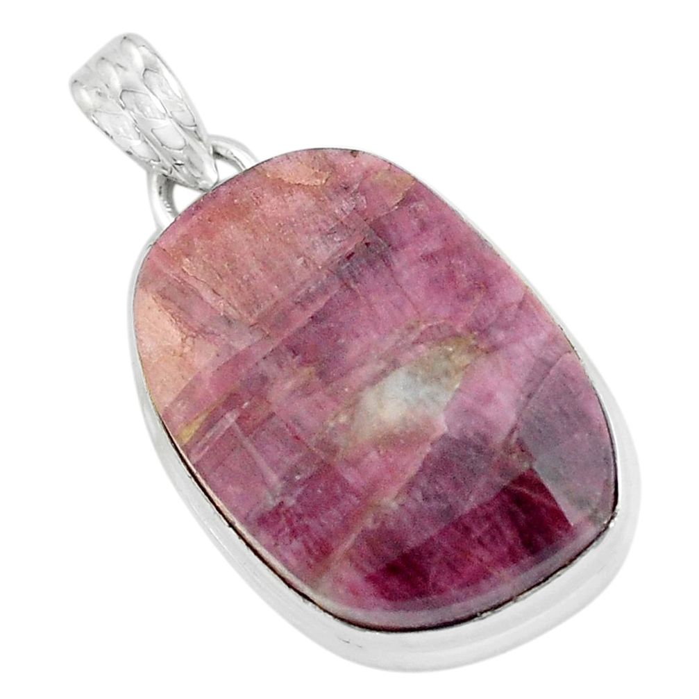 24.00cts natural pink tourmaline 925 sterling silver pendant jewelry p59057