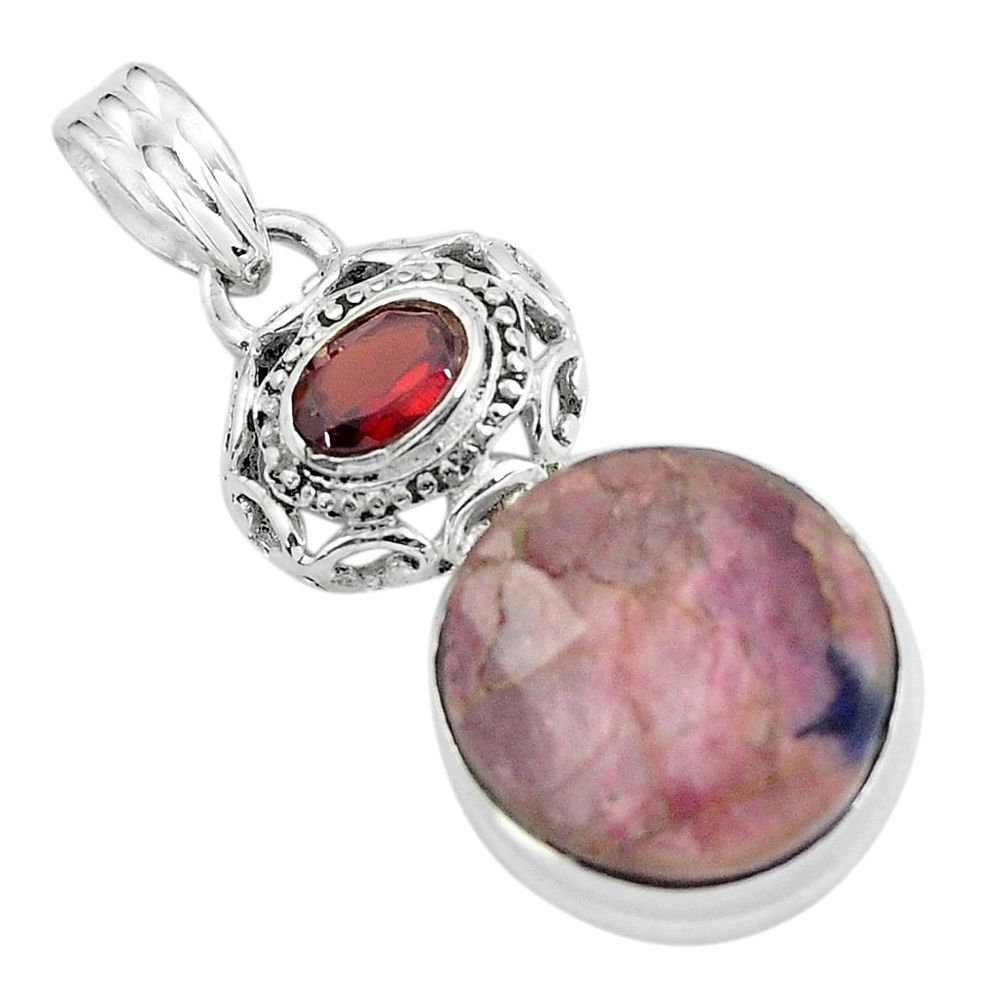 16.87cts natural pink tourmaline garnet 925 sterling silver pendant p59059