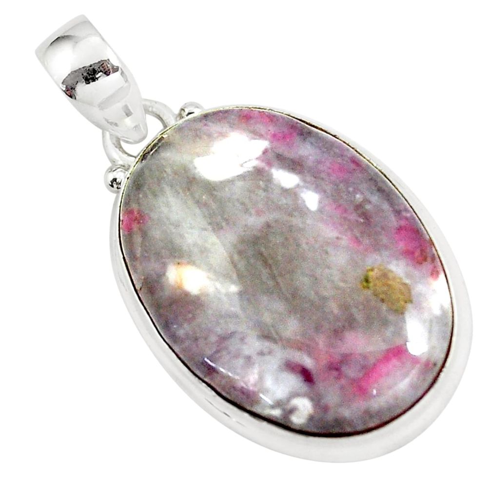 19.72cts natural pink tourmaline in quartz 925 sterling silver pendant d31795