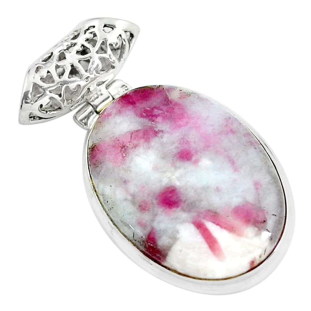 20.88cts natural pink tourmaline in quartz 925 sterling silver pendant d31797