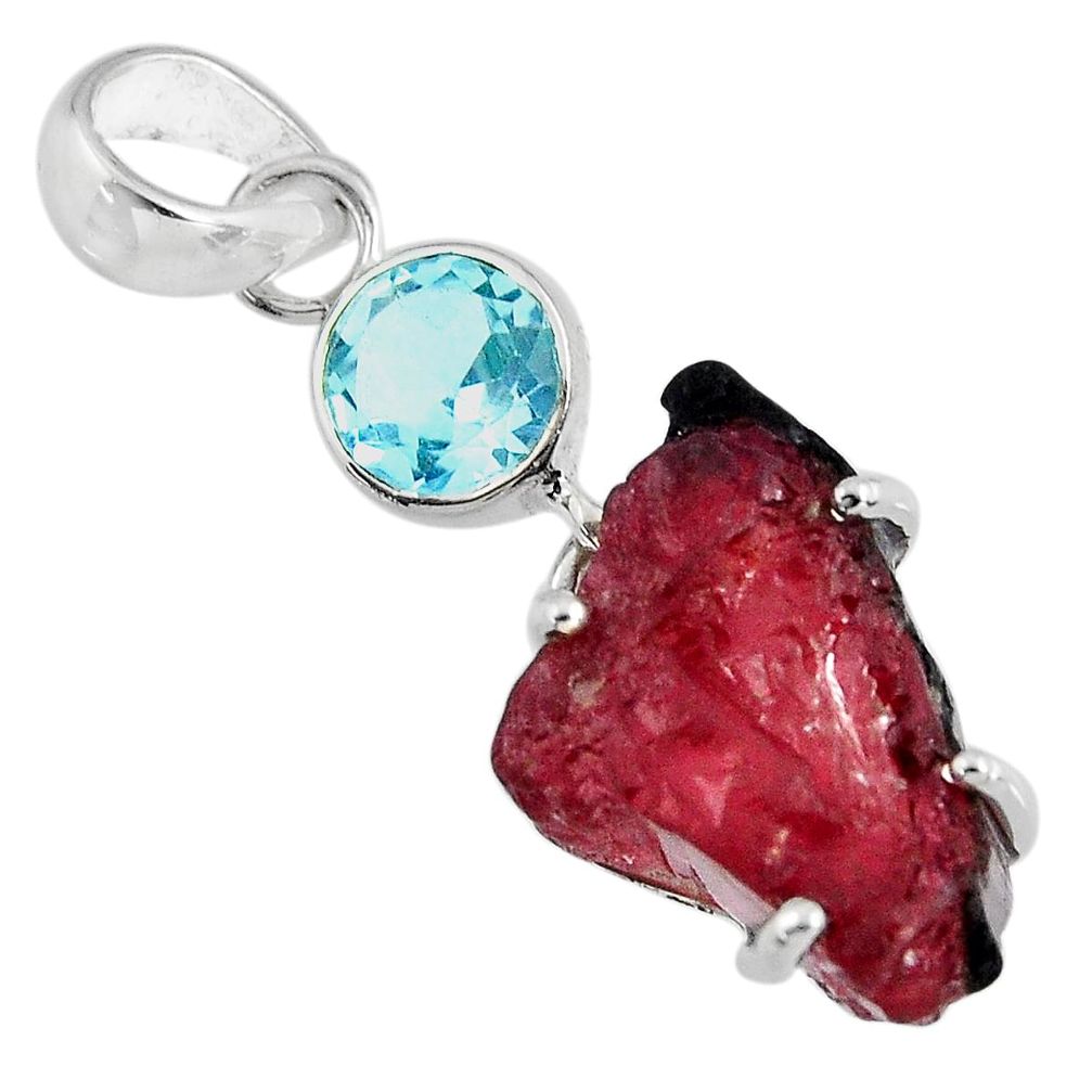 15.93cts natural pink tourmaline rough topaz 925 sterling silver pendant d32533