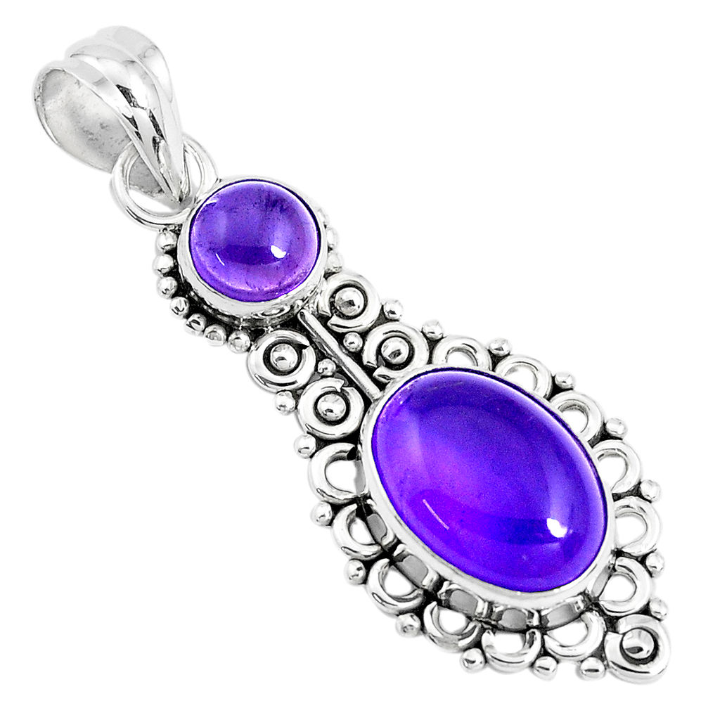 6.84cts natural purple amethyst 925 sterling silver pendant jewelry p39428