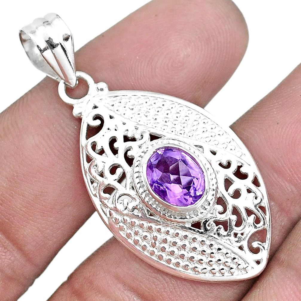 3.01cts natural purple amethyst 925 sterling silver pendant jewelry p43098