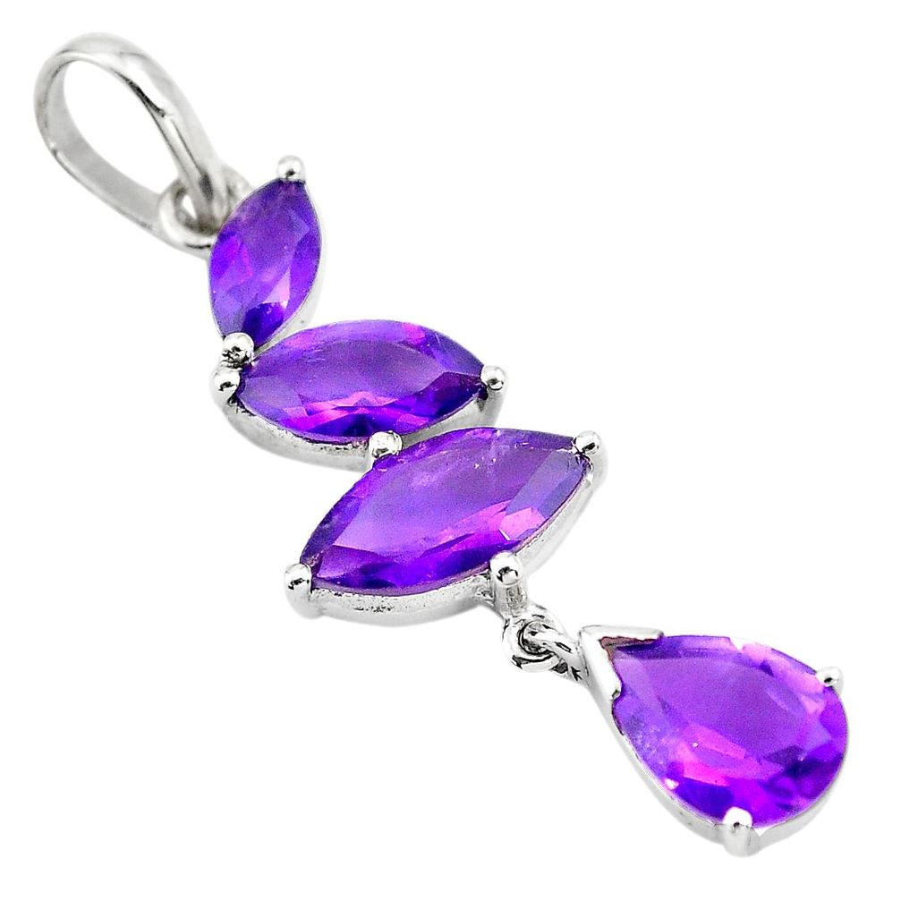 7.56cts natural purple amethyst 925 sterling silver pendant jewelry p82442