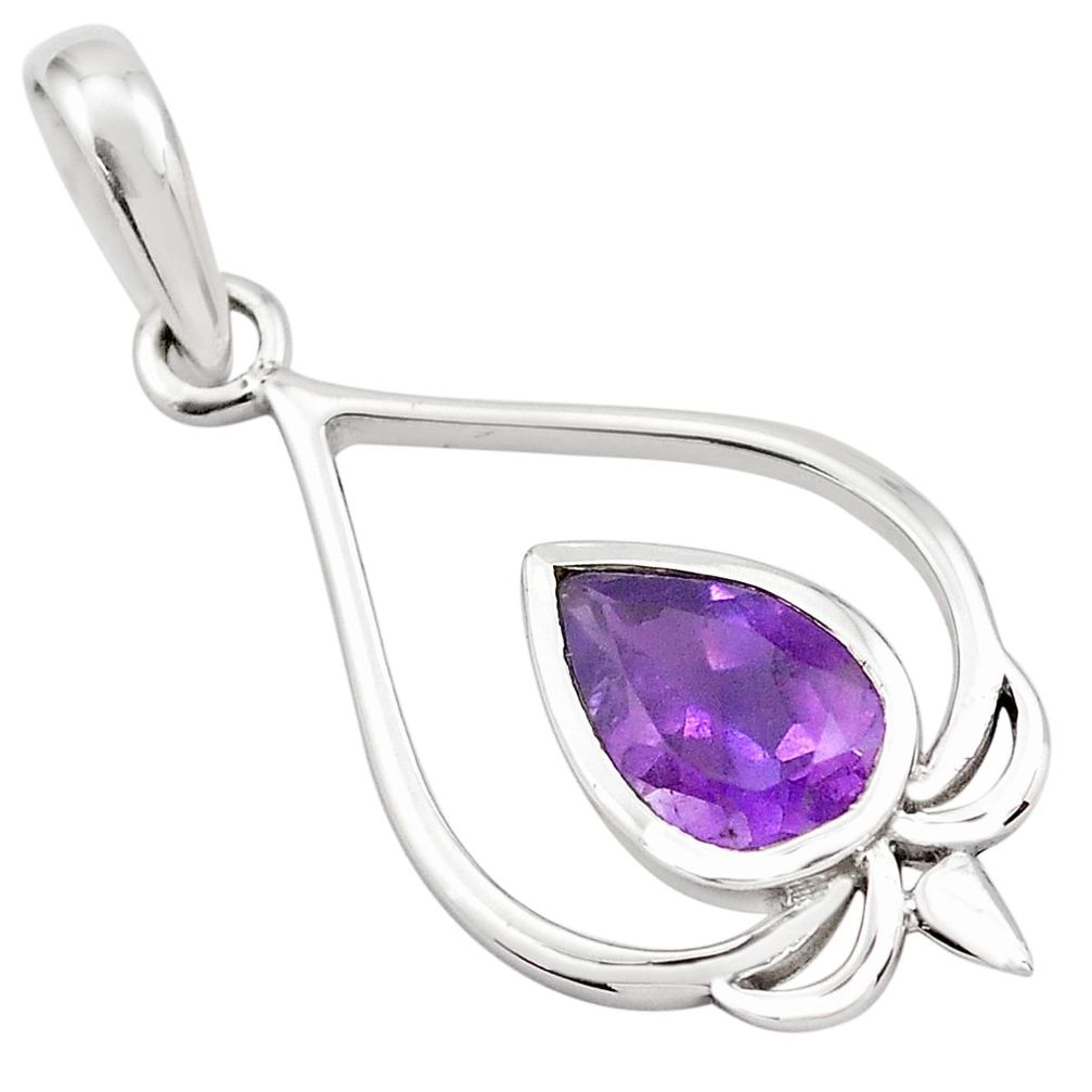 2.50cts natural purple amethyst 925 sterling silver pendant jewelry p82532