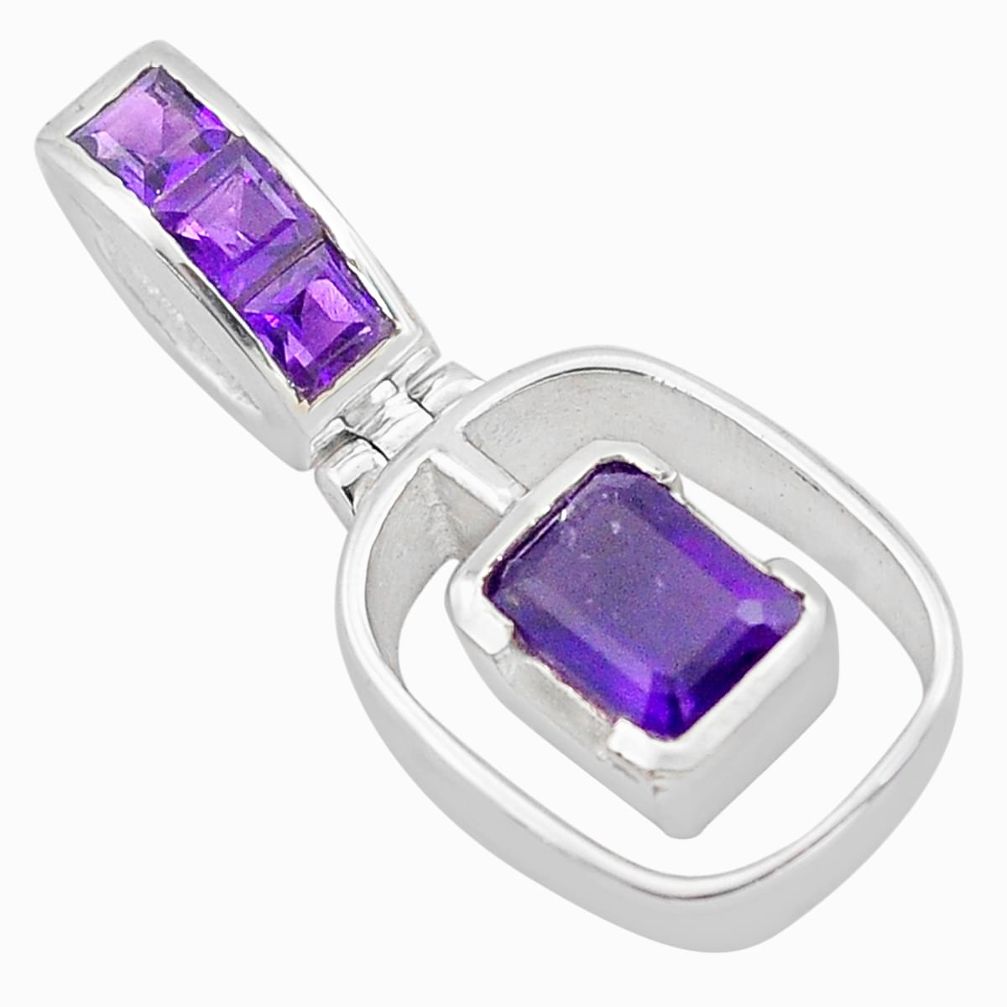 2.68cts natural purple amethyst 925 sterling silver pendant jewelry p83741