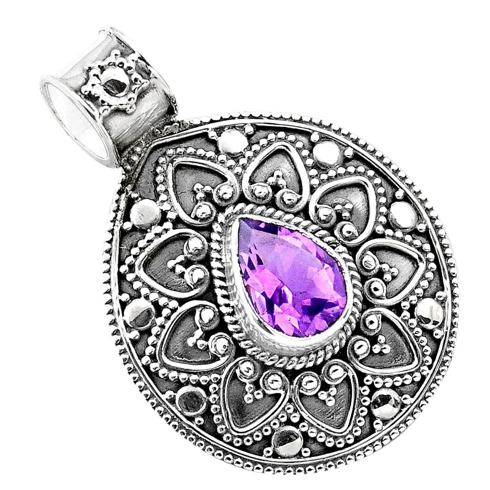 2.83cts natural purple amethyst 925 sterling silver pendant jewelry p86242