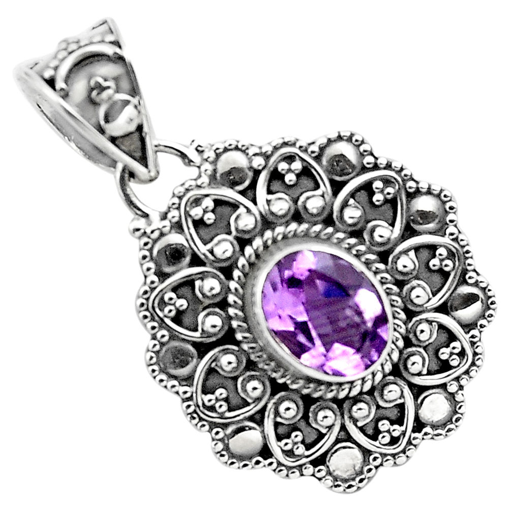 2.13cts natural purple amethyst 925 sterling silver pendant jewelry p86302