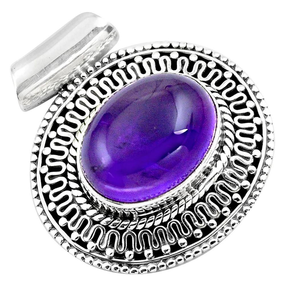 11.02cts natural purple amethyst 925 sterling silver pendant jewelry p86597