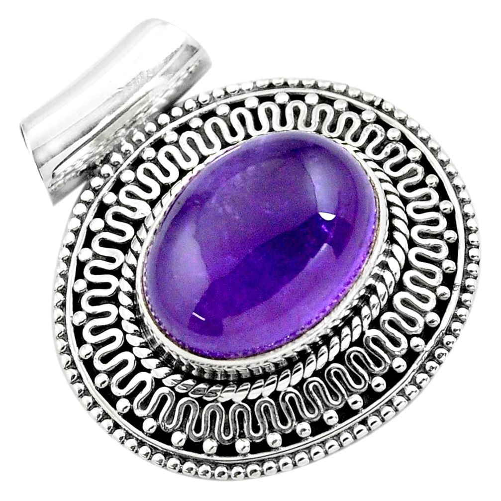 10.74cts natural purple amethyst 925 sterling silver pendant jewelry p86600