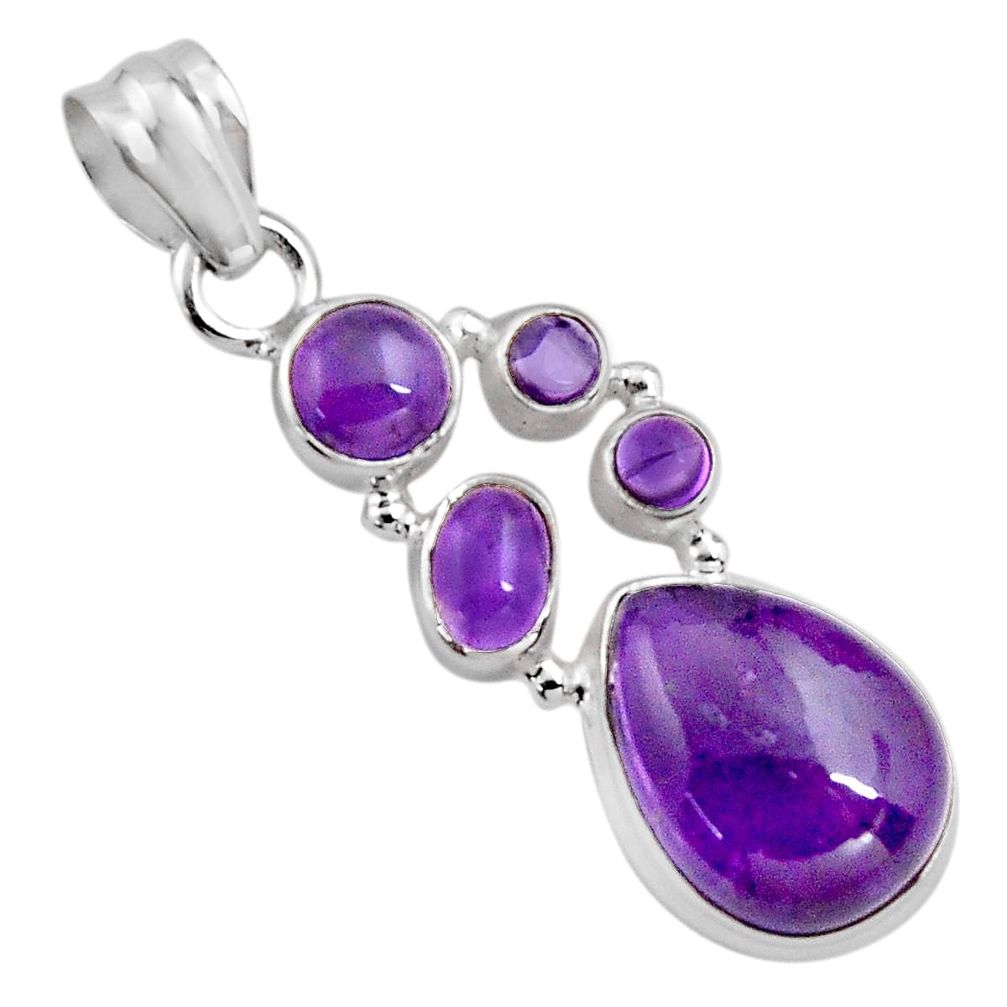 15.11cts natural purple amethyst 925 sterling silver pendant jewelry p89219