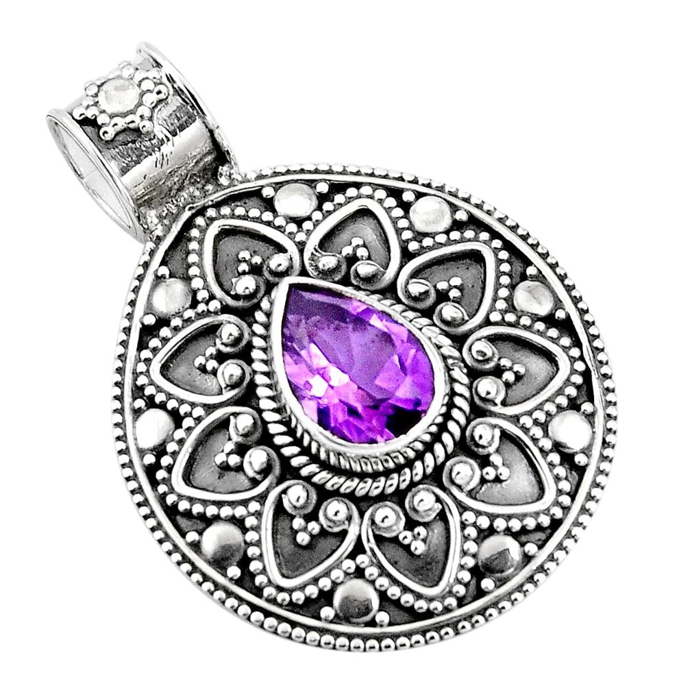 2.84cts natural purple amethyst 925 sterling silver pendant jewelry p90222