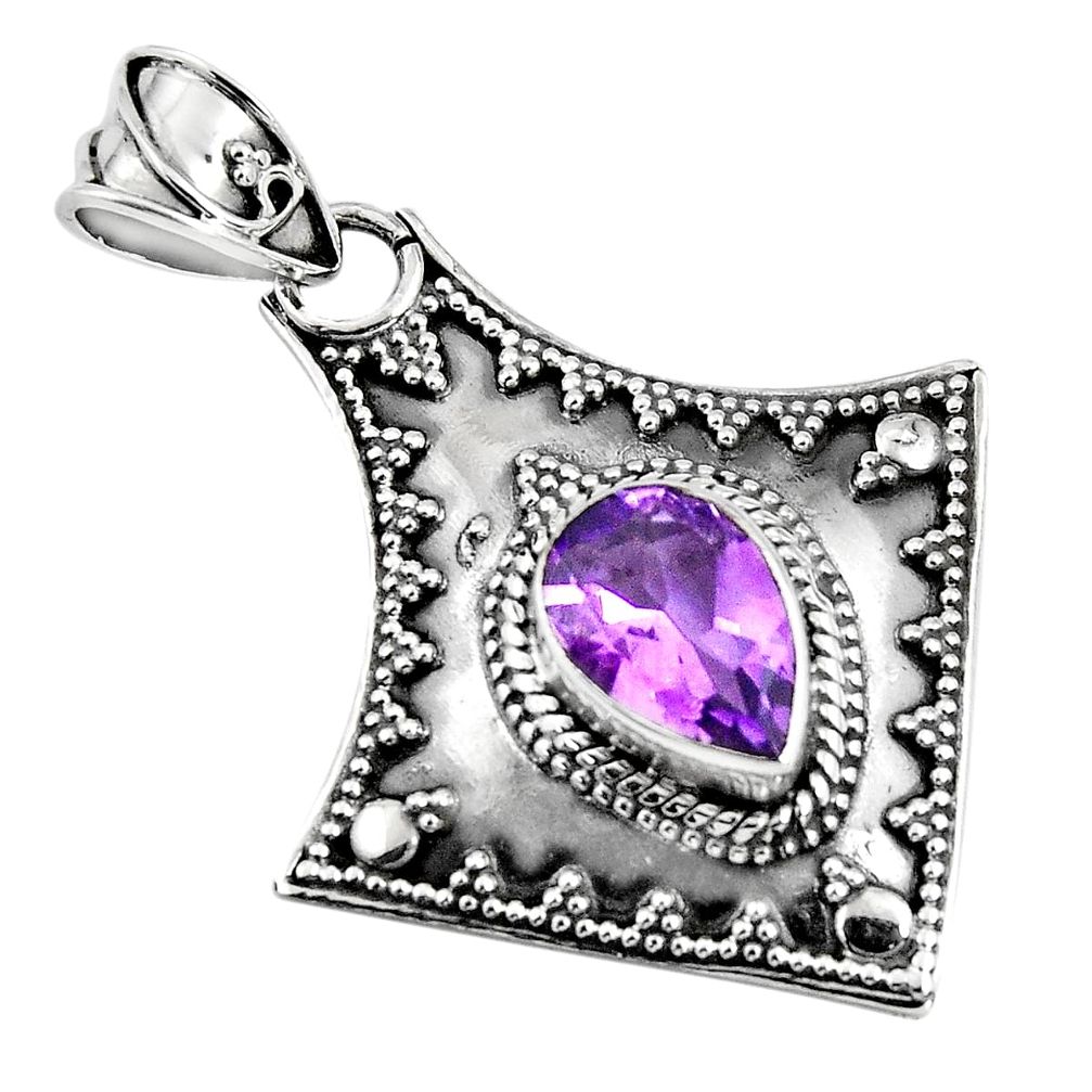 2.72cts natural purple amethyst 925 sterling silver pendant jewelry p90249